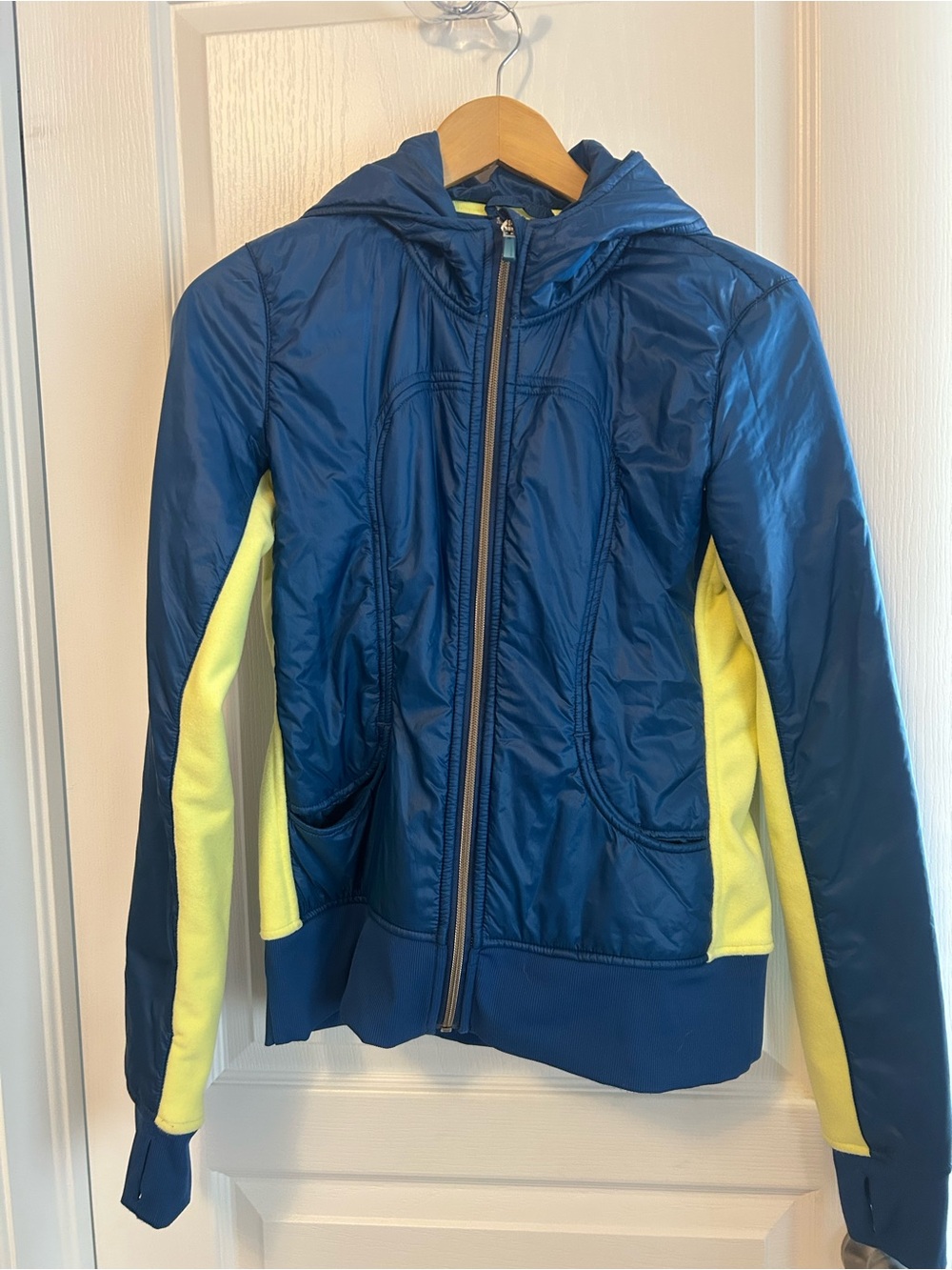 lululemon athletica Navy and Yellow Hooded Puffer Jacket